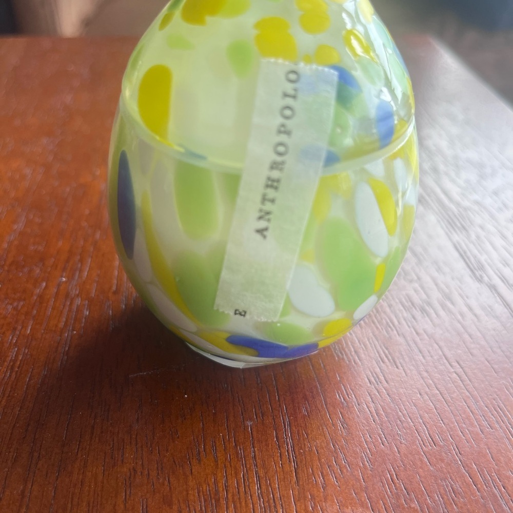 Anthropologie Multicolor Art Glass candle